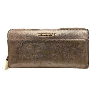 MICHAEL KORS Pink Glitter Zip Around Wallet